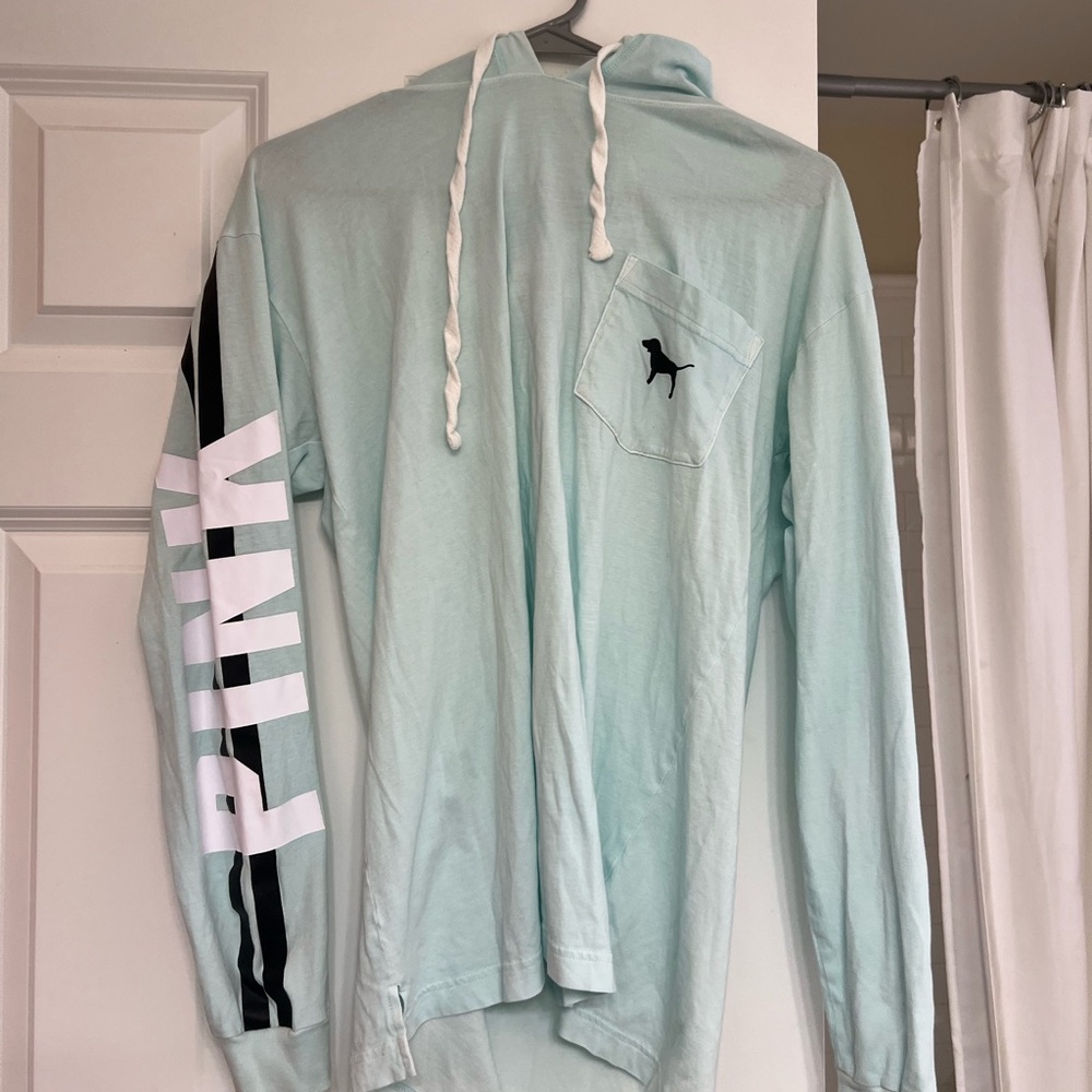 PINK Victoria's Secret Light Blue Hoodie Shirt
